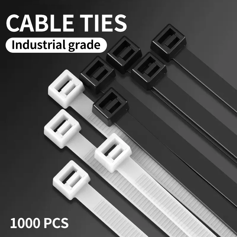 

1000Pcs Black & White Nylon Cable Ties Self-locking Wire Zip Set Kit 3*100 3*150 4*200 Industrial Supply Fasteners Cable Tie