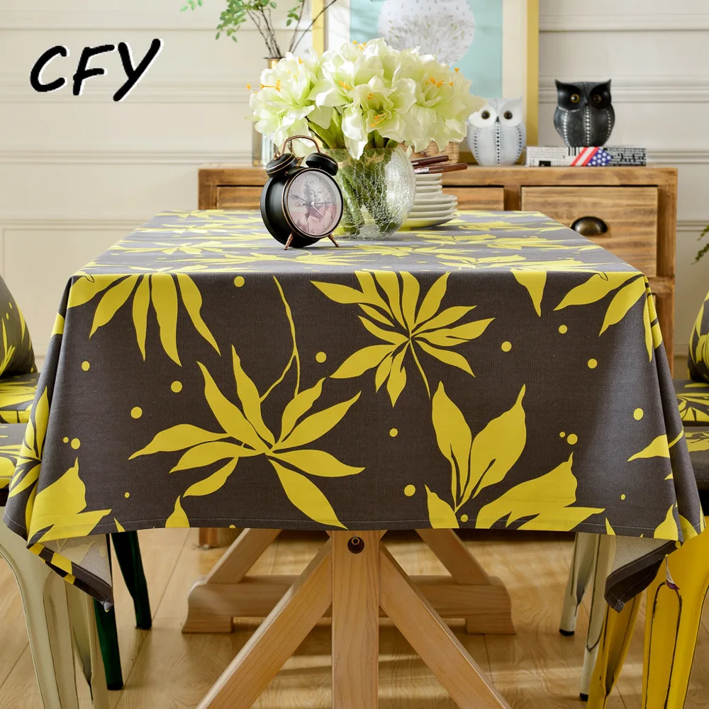 

American Pastoral Maple Leaves Cotton Linen Rectangular Tablecloth Home Coffee Dining Table Fireplace Microwave Cover