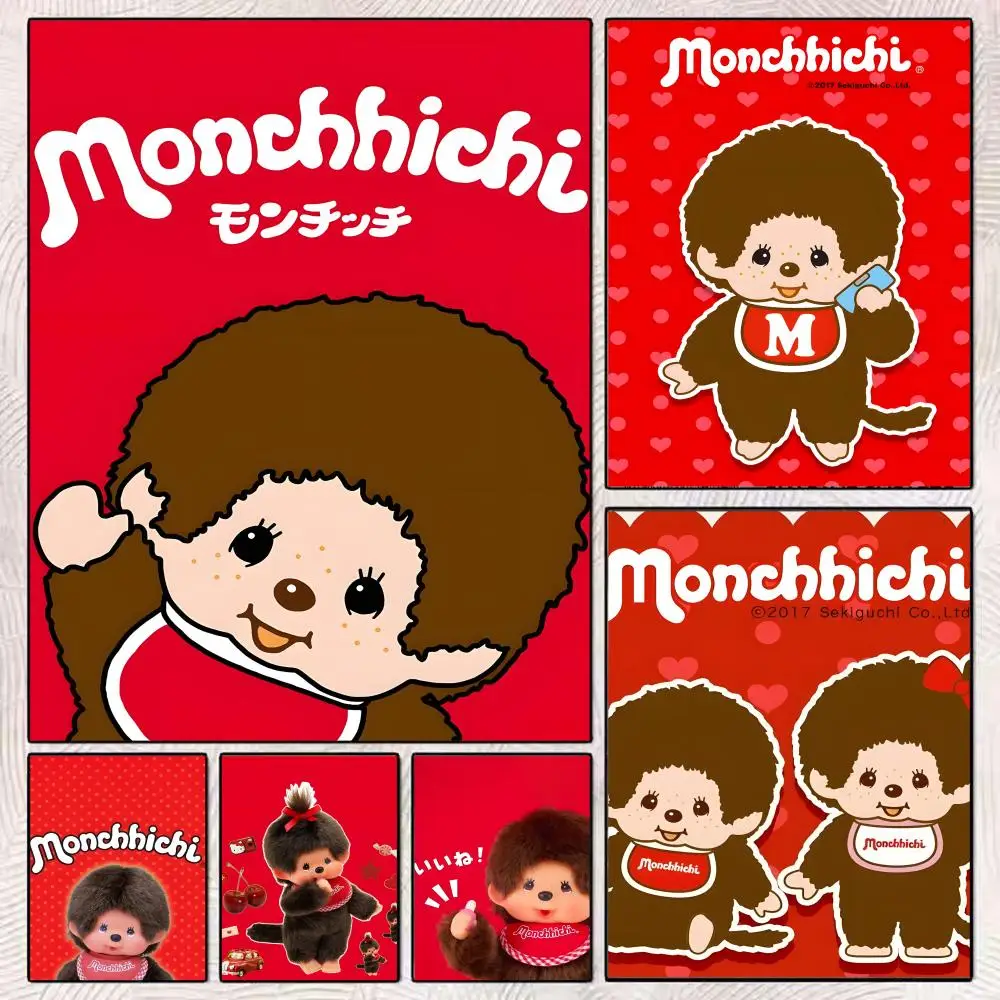 Póster de dibujos animados de M-monchichi, pintura duradera en lienzo, póster para colgar en la pared, decoración interior del hogar, arte, mural, regalo