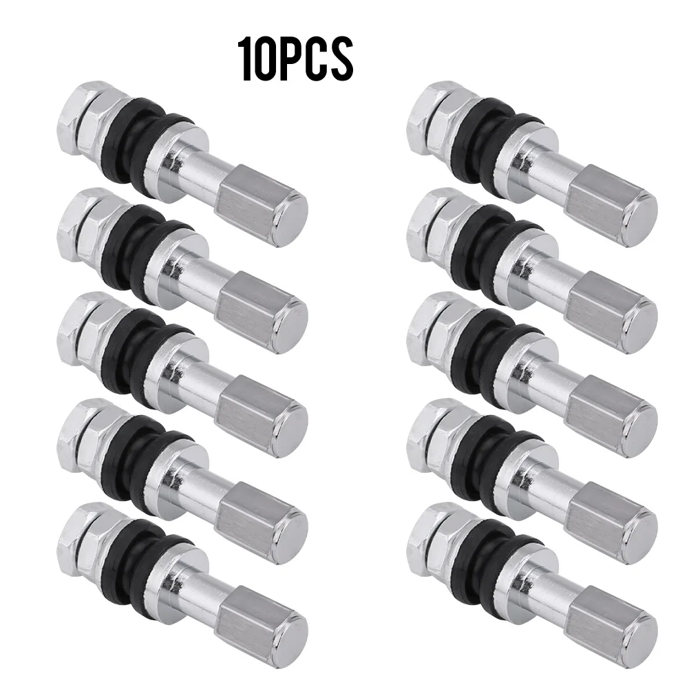 

10pcs TR43E Metal Car Truck Motorcycle Tubeless Tire Tyre Valve Stems With Dust Cap