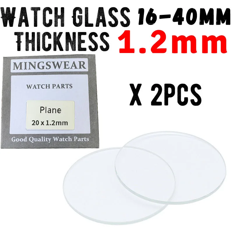 2x Thickness 1.2mm Replacement Watch Glass 16mm to 40mm Smartwatch Round Crystal Lens Flat Mirror Glass Watch Repair Tool