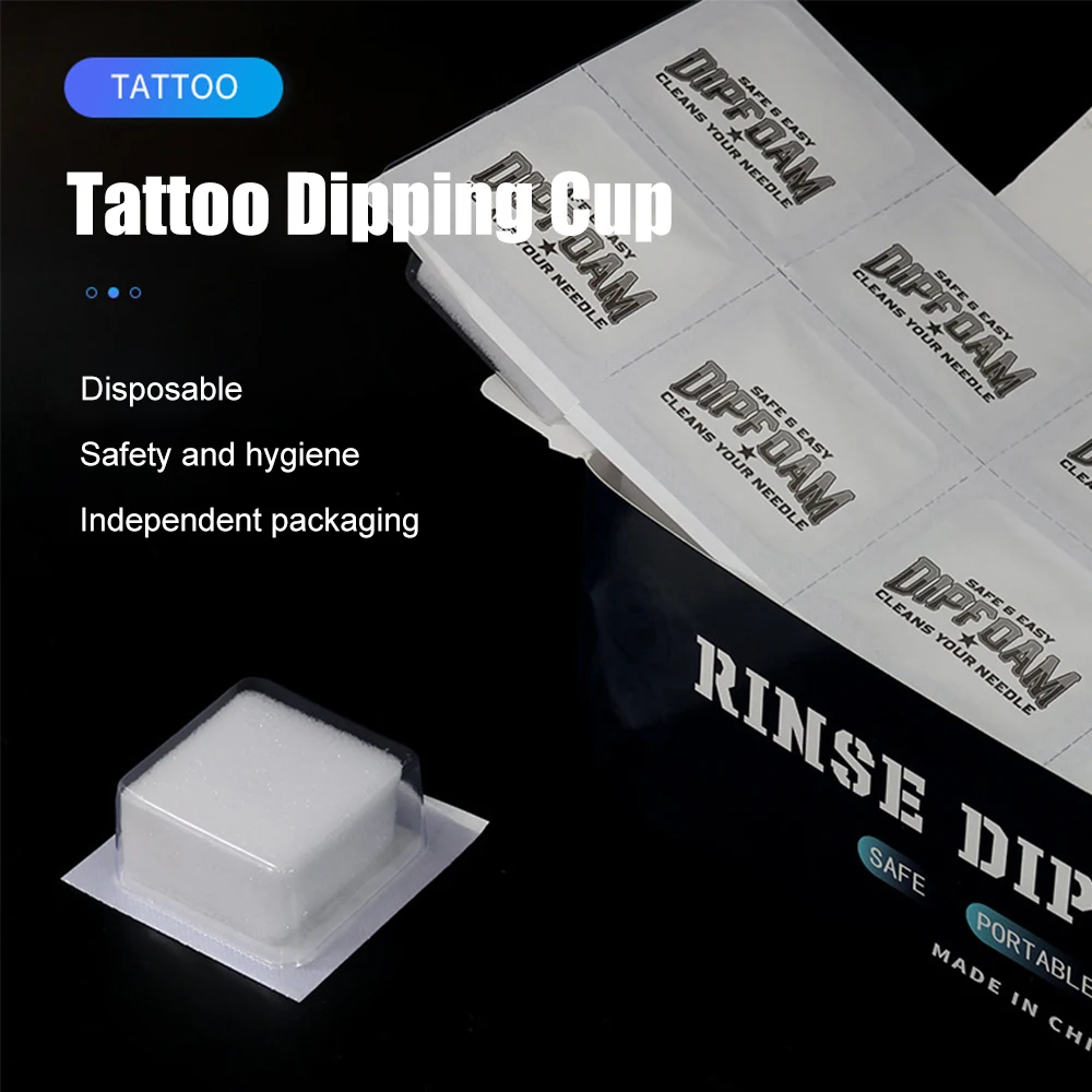 New Disposable Square Tattoo Needle Cleaning Sponge Dip Foam Cup Tattoo Supplies Accessory Scope of Application Integral Needle