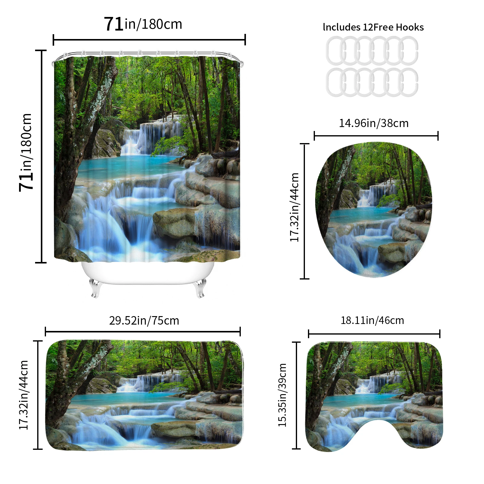 Forest Nature Scenery Print Shower Curtain Waterproof Design Shower Curtain Polyester Home Decoration Bathroom Curtain With Hook