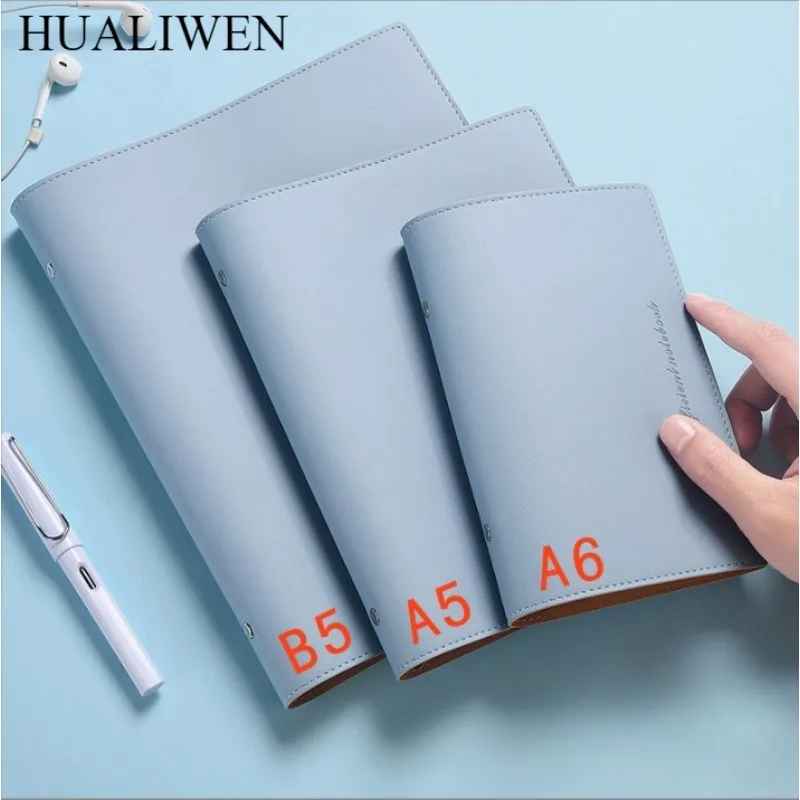 A6 A5 B5 Leather Shell Notebook Ring Binder Diary Notebook Paper Holder Portable Diary Notepad Stationery Gift