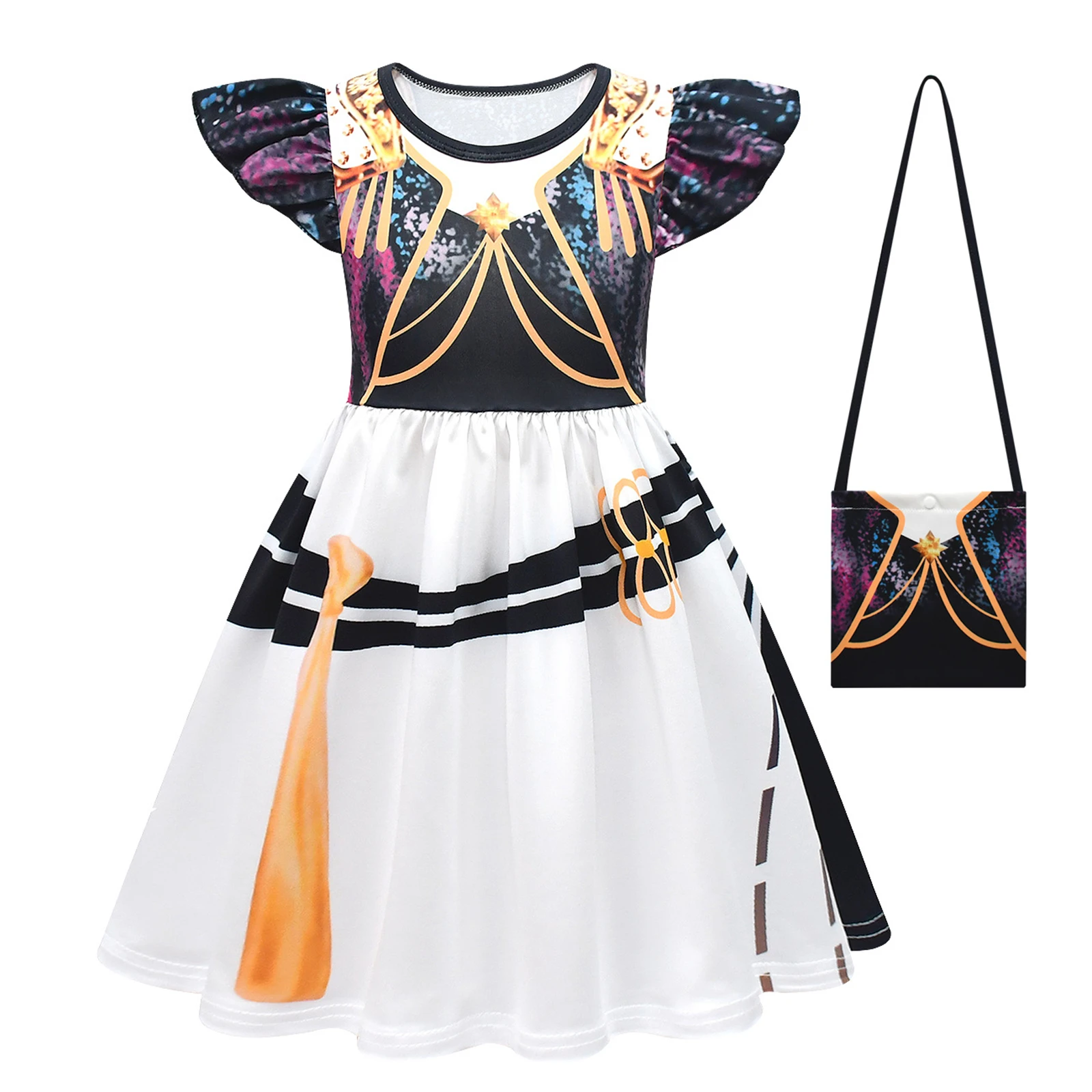 

K-Pop Zoey Rumi Mira Children Cosplay Costume Kids Girl 3D Printed Dress With Flying Sleeves Stage Performance Costume Halloween