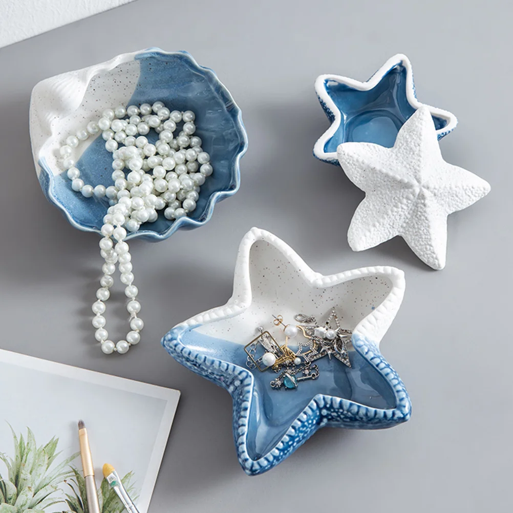 

1 шт., керамическая шкатулка для драгоценностей в океанском стиле, белый фарфор, прочный органайзер для хранения, чехол для ожерелья, колец, браслета, путешествий, ежедневного использования