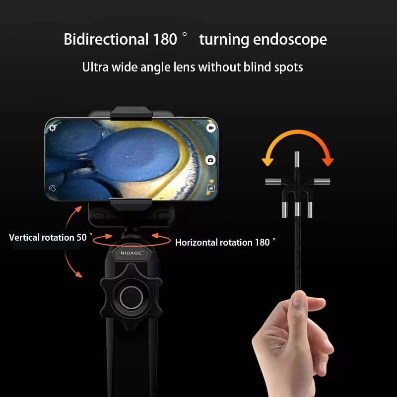 Obiettivo da 6mm 1080P 360 ° sterzo endoscopio telecamera HD manutenzione auto motore rilevamento deposizione di carbonio WiFi collegare al telefono