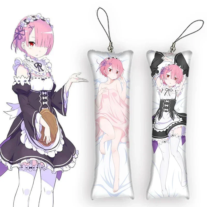 

New Pattern Re:Zero Re:life In A Different World From Zero Ram Dakimakura Mini Keychain Pendant Cartoon Anime KeyChain Cute Gift