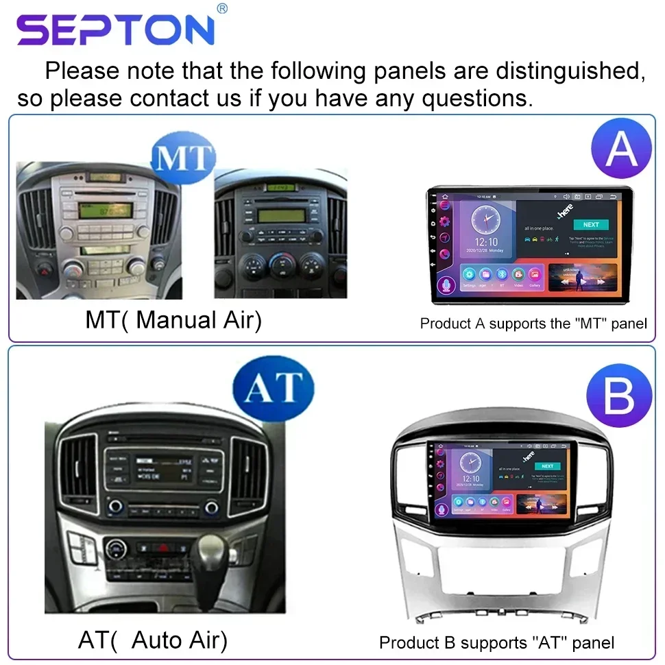 SEPTON Car Stereo Radio Player for Hyundai H1 Grand Starex I800 TQ 2007-2015 Android Screen CarPlay 4G GPS Automotive Multimedia