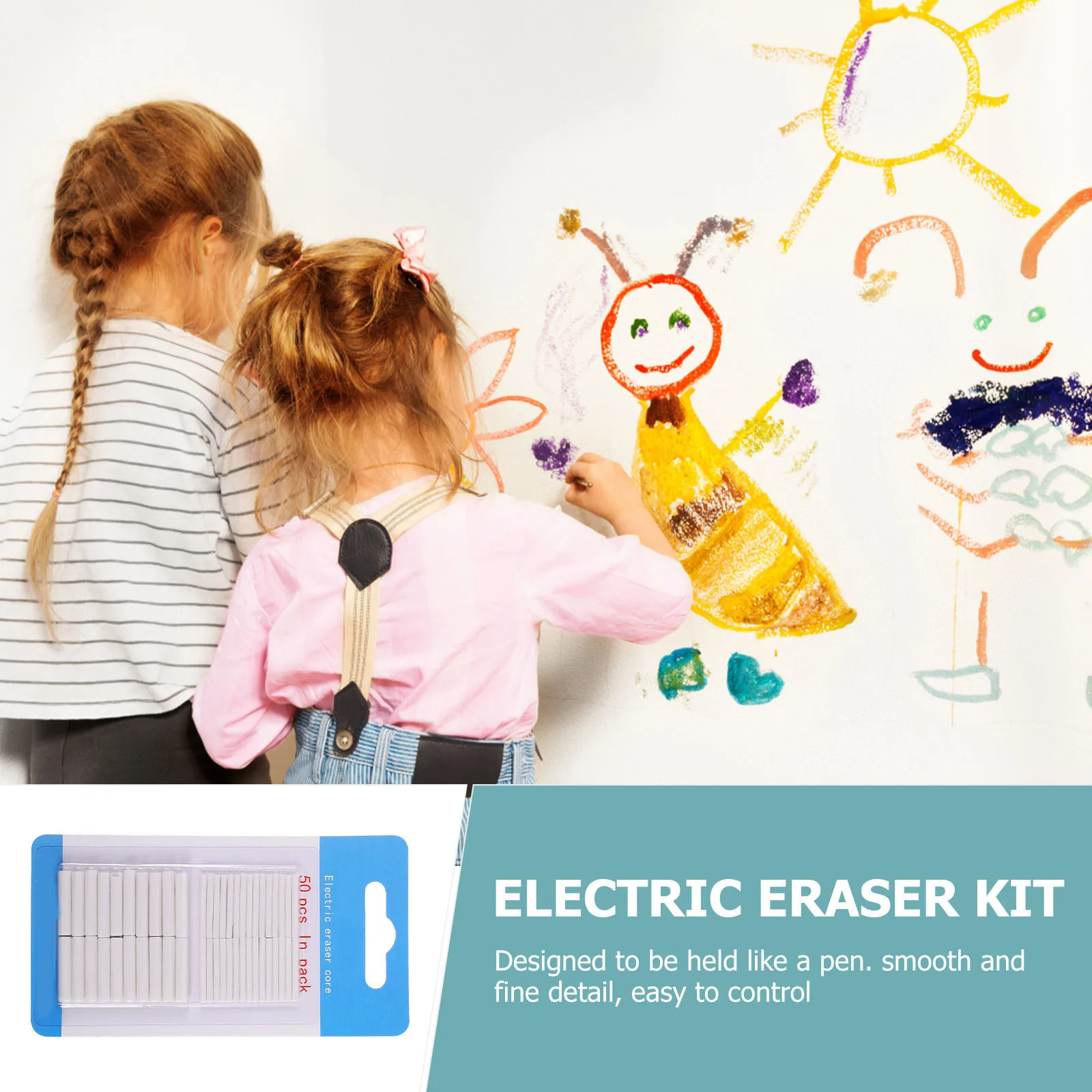 100 قطعة ممحاة كهربائية النوى استبدال آمن عبوات للطلاب المدمجة محو الرسم رسم الواجبات المنزلية طالب نظيف