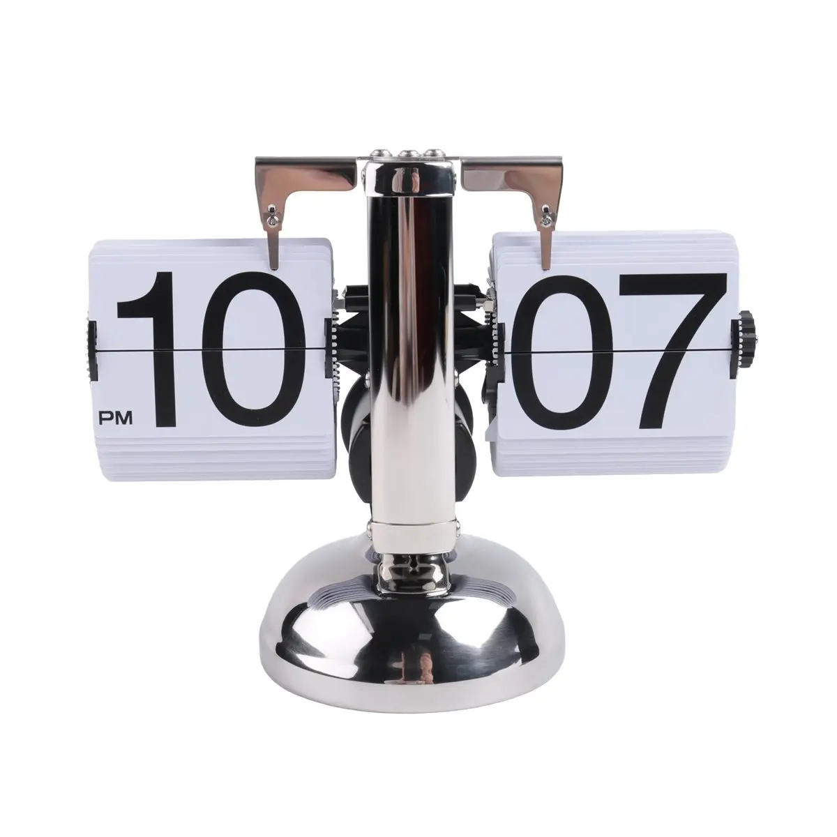A14G Flip Digital Clock -Small Scale Table Clock Retro Flip Clock Flip Internal Gear Operated Quartz Clock One Leg Clock Home