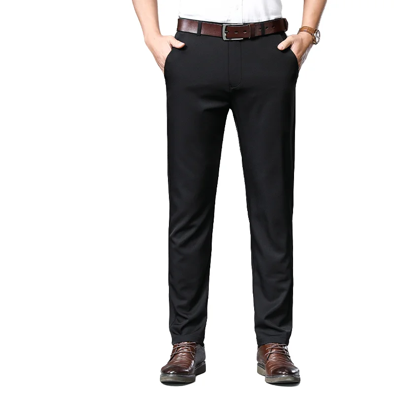 

Мужские модные брюки-костюмные штаны — весенне-летние однотонные легкие брюки с эластичным поясом для деловых встреч и комфортной работы