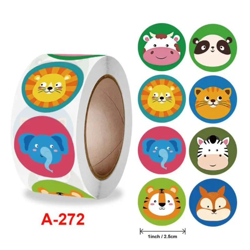 500Pcs Beloning Sticker Inspirational Sticker Roll School Beloning Student Kind Leraar Leuke Cartoon Dier Auto Sticker Label