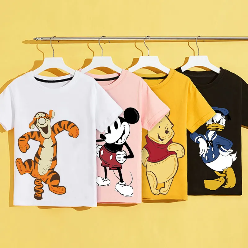 

Summer anime Disney short sleeve T-shirt women's loose oversize Tigger clothes cotton