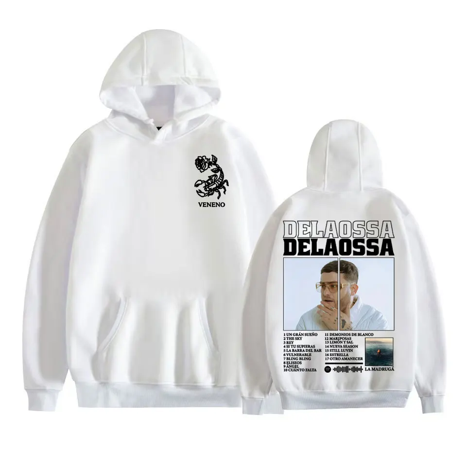 Rapper Delaossa Album Tour 2025 Merch Hoodie Pria Wanita Harajuku Hip Hop Musik Pop Kaus Kasual Nyaman Hoodie Besar