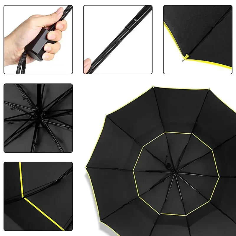 130cm Big Double Layer Umbrella Men Rain Woman Windproof Large Portable Umbrella Male Women Sun 3 Floding Outdoor Big зонтичный