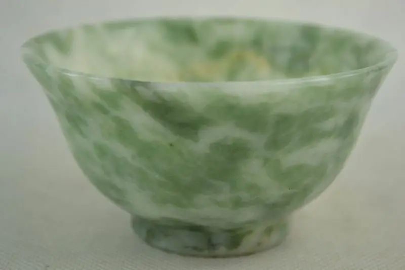 Collectible Decorated Wonderful Handwork Green Jade Burnish Rare Usable Bowl