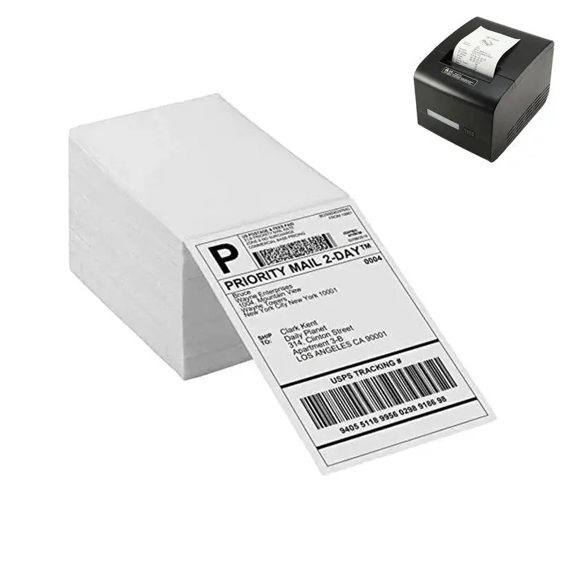 Thermal Shipping Address Labels Fold Thermal Labels 500 Labels Per Stack Strong Stickiness Direct Thermal Postage Barcodes