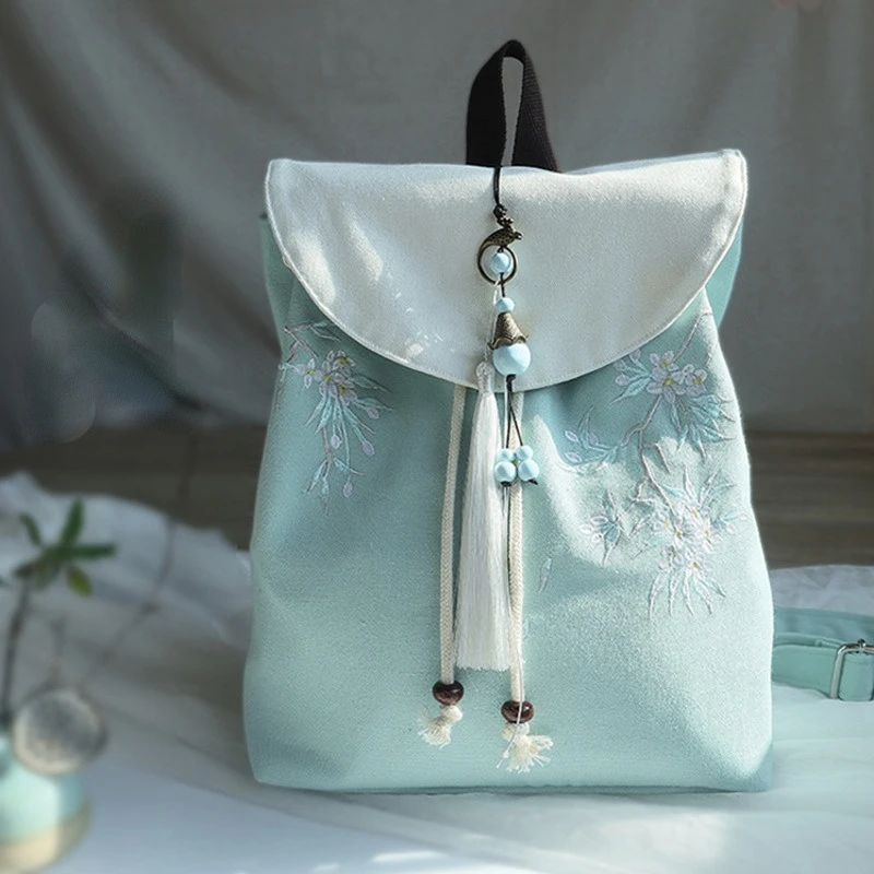 Women Backpacks Leisure Canvas Travel Backpack High Quality  School Bag for Teenagers Girl Retro embroidery Shoulder Bags