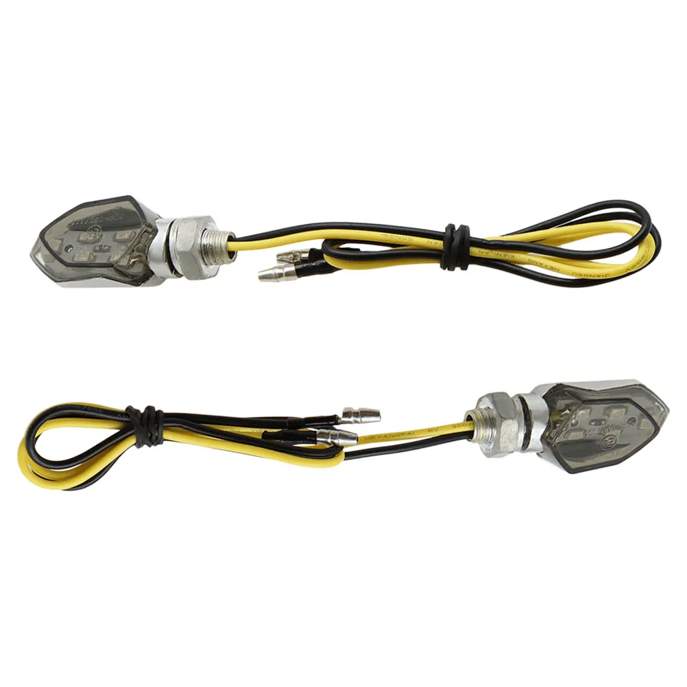 2Pcs Smoked Hood Electroplated Shell Yellow Light Solid 5LED Motorcycle Turn Signal 12V 8MM Universal Motorcycles Accessories