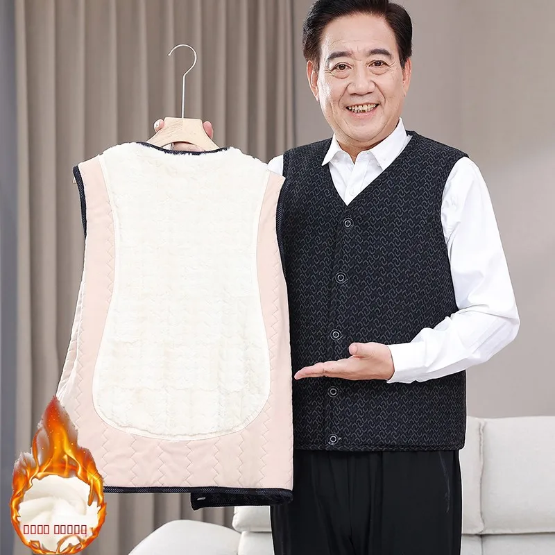 

Теплый жилет Thiened Fce для мужчин среднего возраста, осенне-зимняя верхняя одежда, стильный городской жилет...