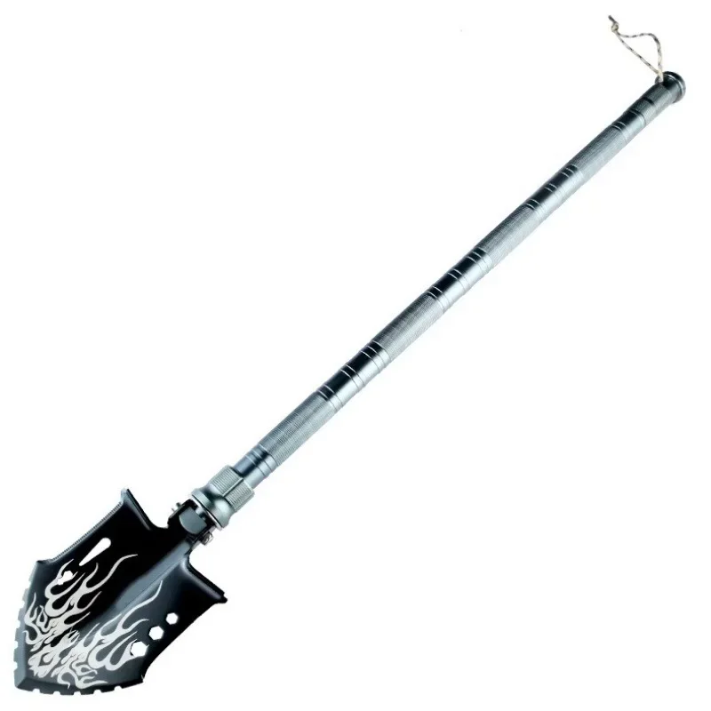 Black Foldable Shovel Thickened 4-section Spade Outdoor Camping Survival Shovels Multifunctional Vehicle-mounted Spades