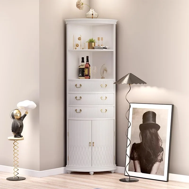 bedroom modern corner storage rack, living room solid wood corner triangular storag