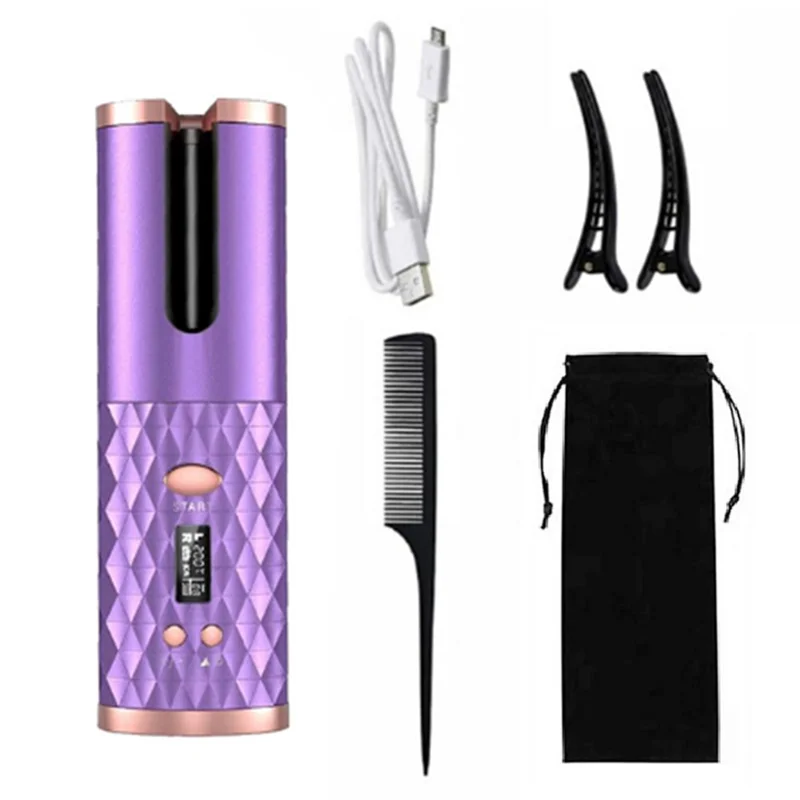 

USB Automatic Curling Iron Cordless Auto Hair Curler Wireless Auto Curler Silky Curls Fast Heating Portable Auto Curler