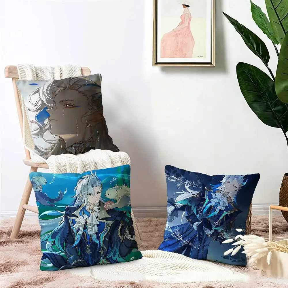 Genshin Impact Neuvillette Maple Design Cushion Cover Happy Autumn Harvest decor Holiday Decorati Pillow Cover