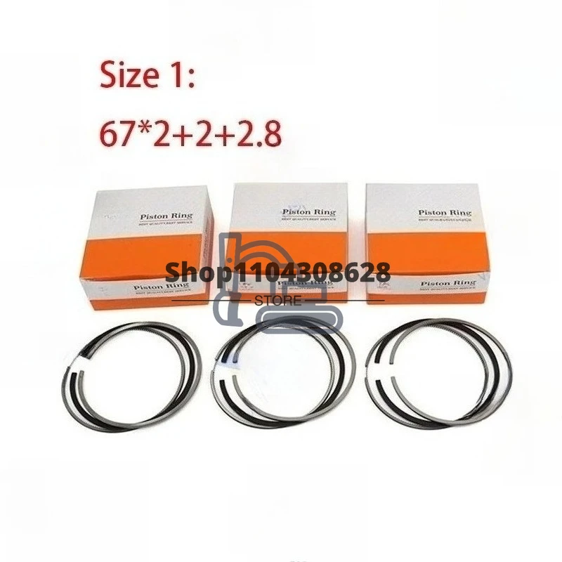 

3 Cylinders Overhaul Rebuild Kit Parts D722 Piston Rings Set For Kubota 67*2+2+2.8 & 67*1.5HK+1.5+3 67mm STD Engine