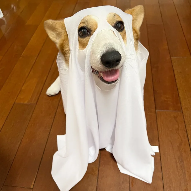 Disfraz de fantasma de perro para Halloween, traje de Cosplay para mascotas, ropa de capa para perros y gatos, disfraces de fiesta de Carnaval de Navidad