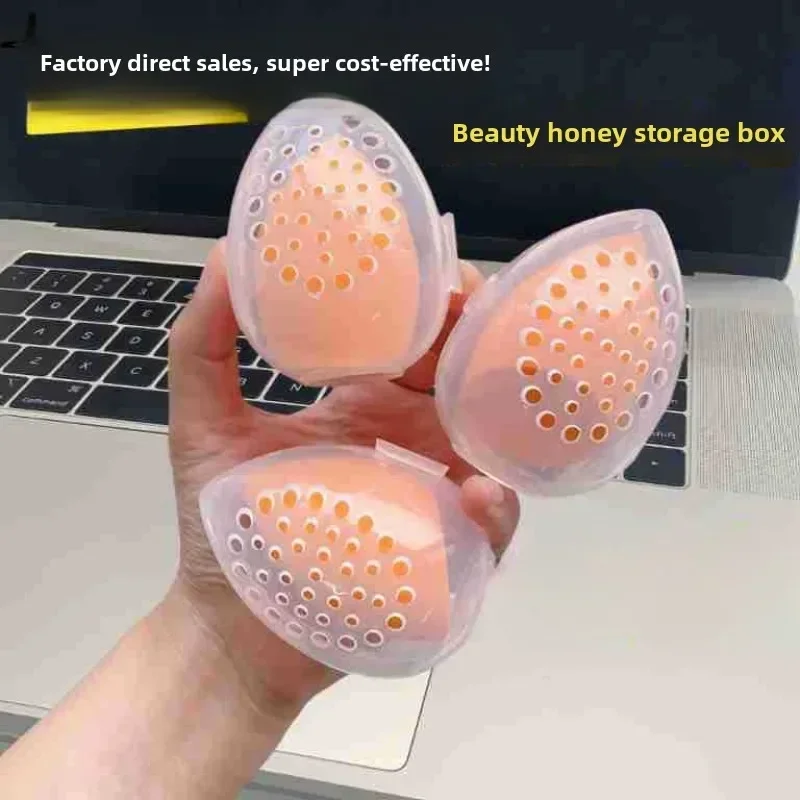 Boîte de rangement vide Portable pour éponge de maquillage, boîte de rangement en plastique en forme d'œuf pour cosmétiques, support de mélangeur de maquillage, boîte de séchage