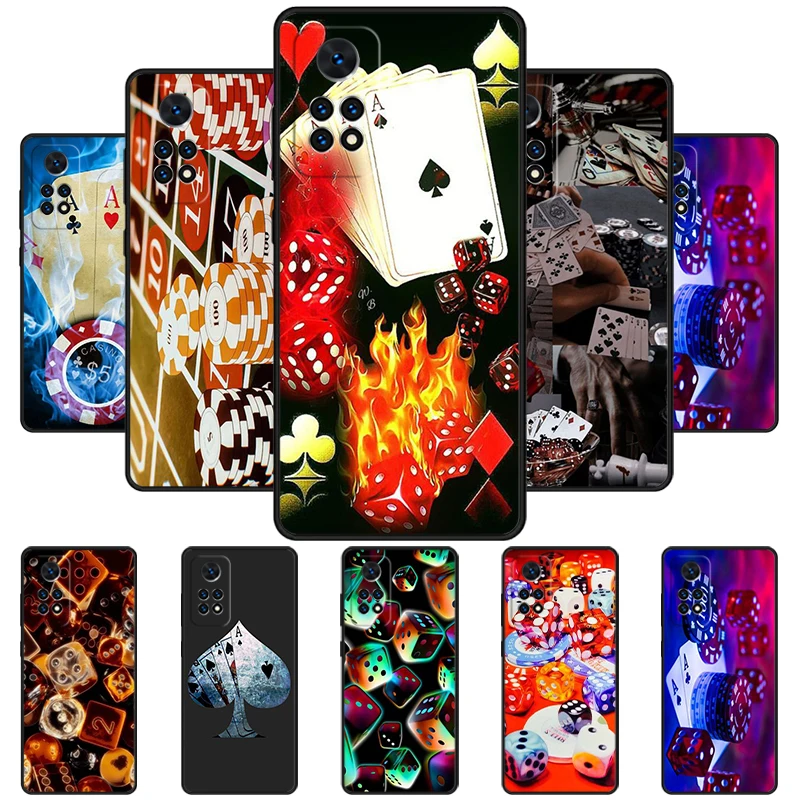 Casino Gambling Dice Poker Phone Case For Redmi Note 11 EPro 11S 10 10T 9S Promax 8 Pro Xiaomi Mi 10 11 12X 12S Ultra Cover