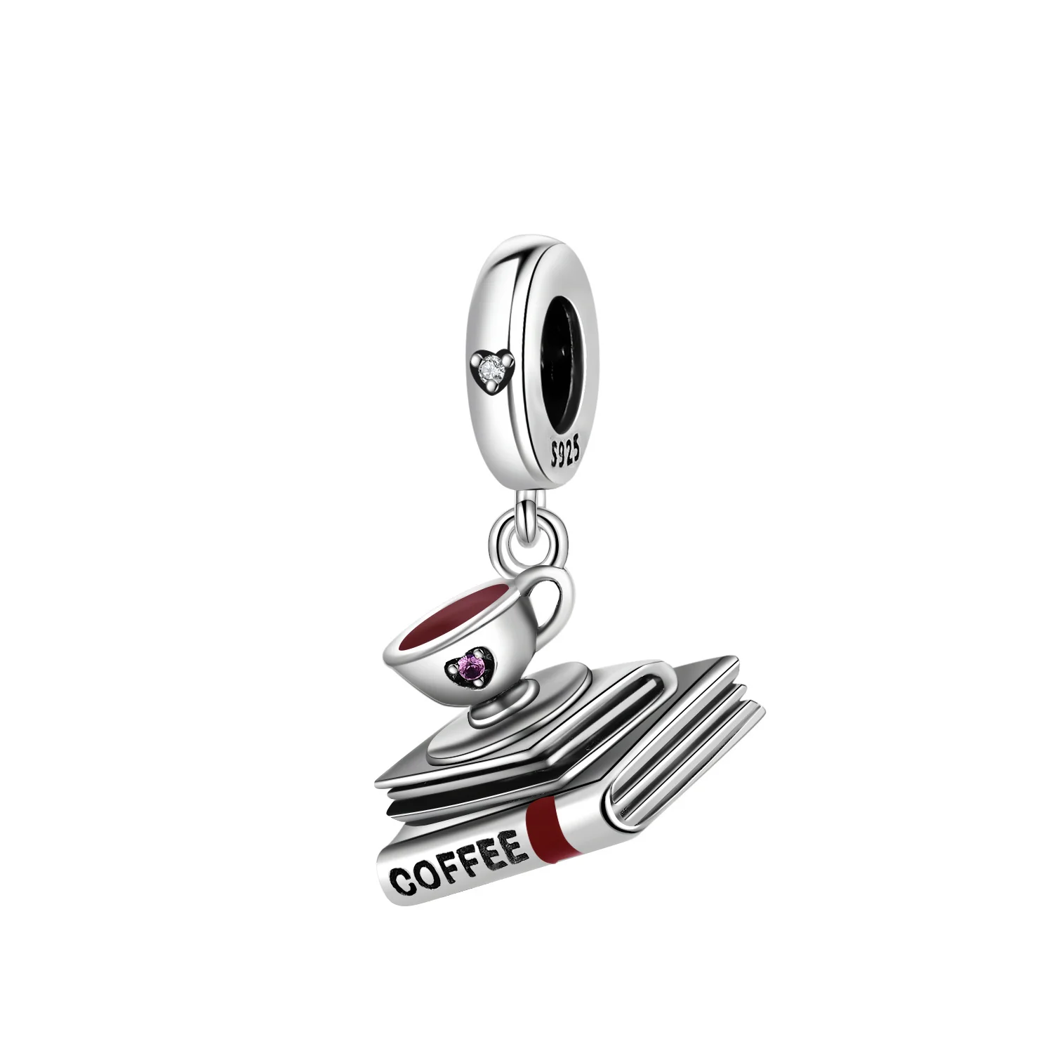 CYCUFF 925 Sterling Silver Coffee Book Charms Beads Pendant Fit DIY Bracelet Necklace Jewelry Souvenir Gifts