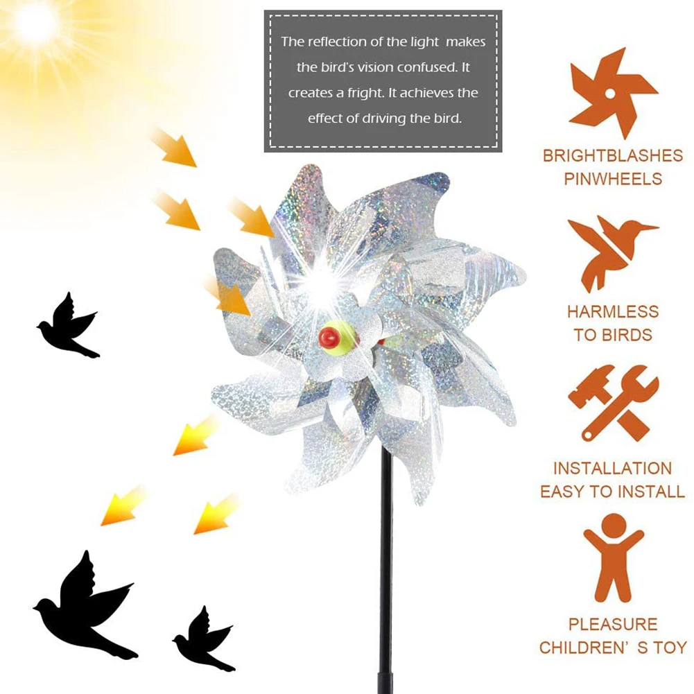 8 Leaves Bird  Repeller Silver Anti Windmill Bird Scarer Windmill Pinwheels Reflective Bird Radikal Deterrent Driving Windmill