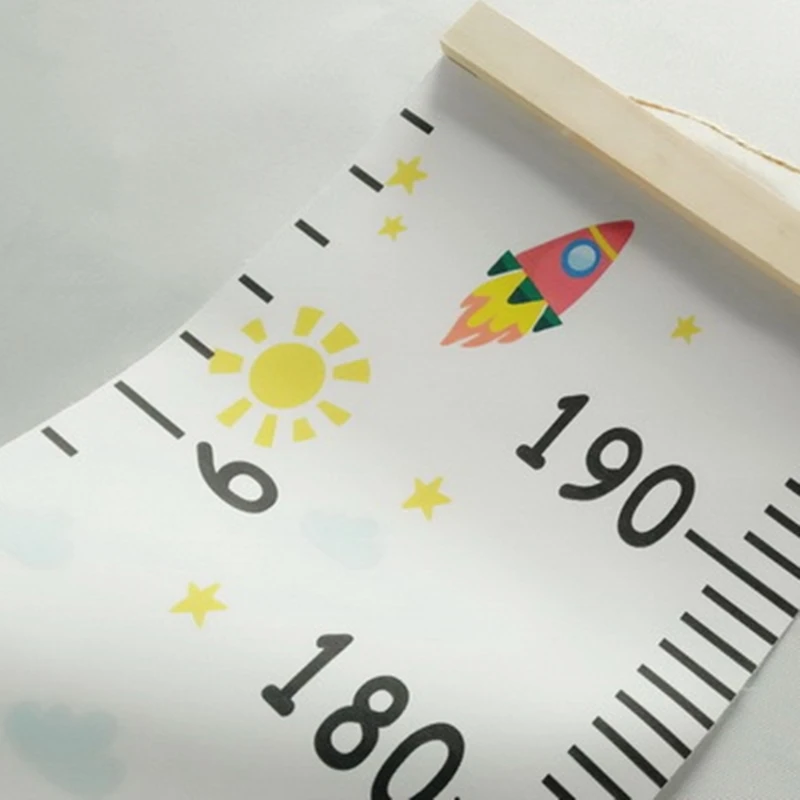 Leuke Cartoon Design Kinderhoogtemeter Scandinavische stijl Kamerdecoratie Baby Kinderen Hoogtemeter Houten frame