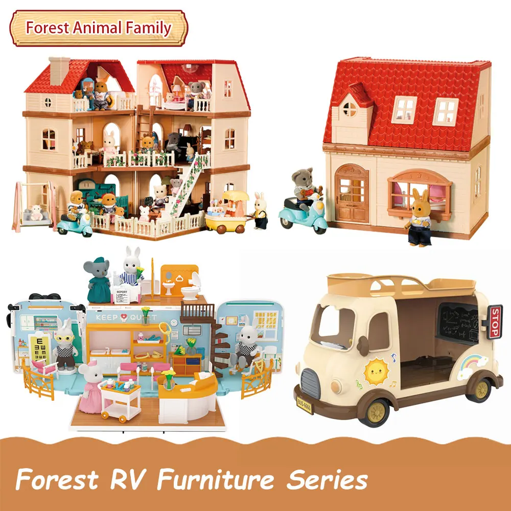 Poppenhuis Miniatuur 1:12 Schaal Bos Familie Bunny Villa Huis Winkelcentrum Keuken Voedsel Accessoires Simulatie Set Meisje Geschenken