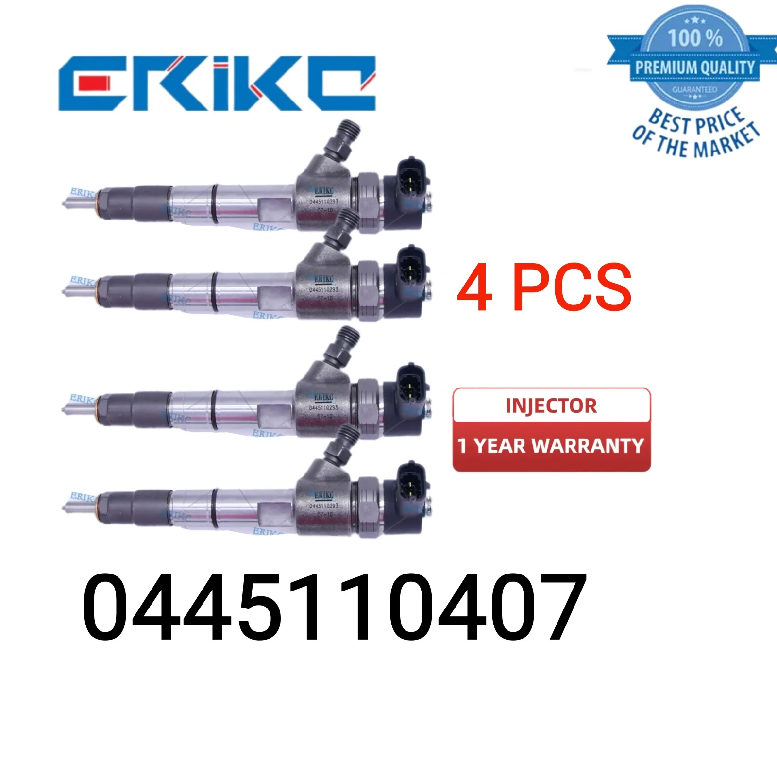 

4 PCS 0445110407 Diesel Parts Fuel Injector 0 445 110 407 Car Rail Injector 0445 110 407 1112100-E06 55577668 for GreatWall