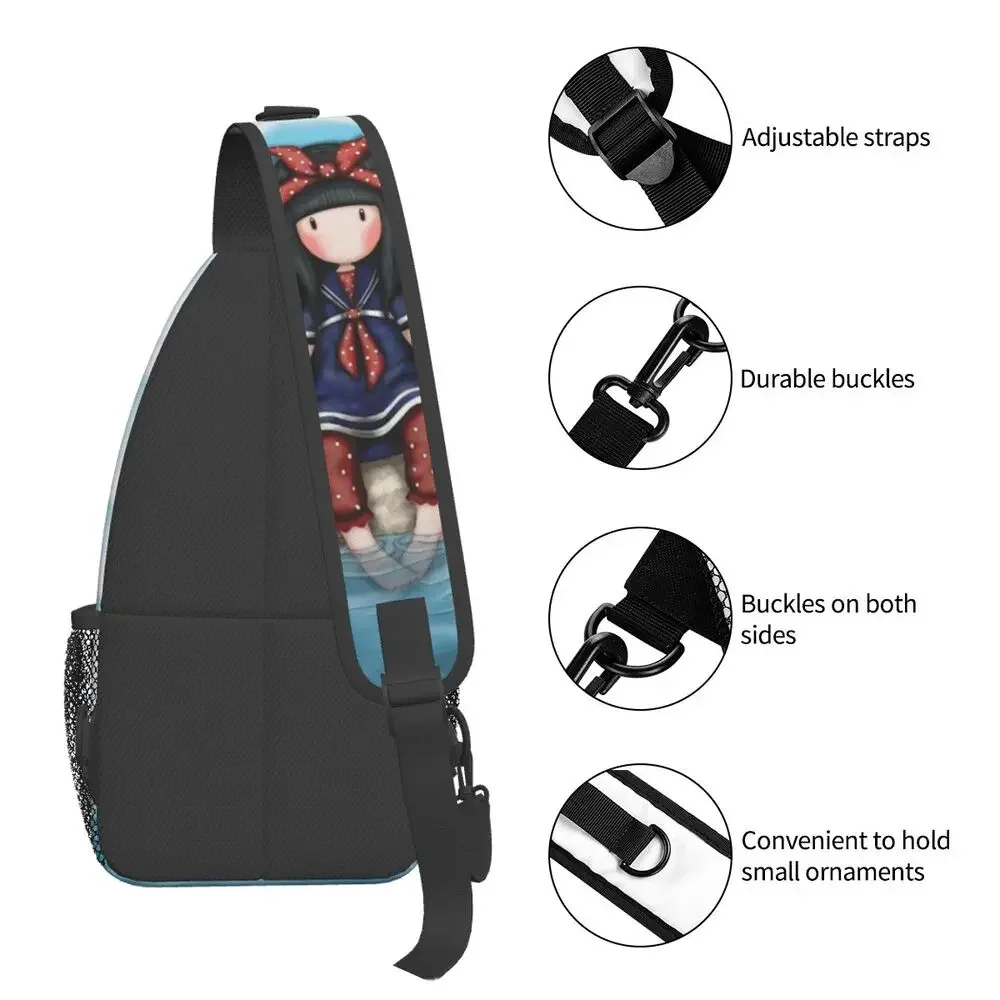 Gorjuss-mochila cruzada de hombro para hombre, bolso de pecho personalizado con dibujos animados para chica, ciclismo, Camping, Daypack