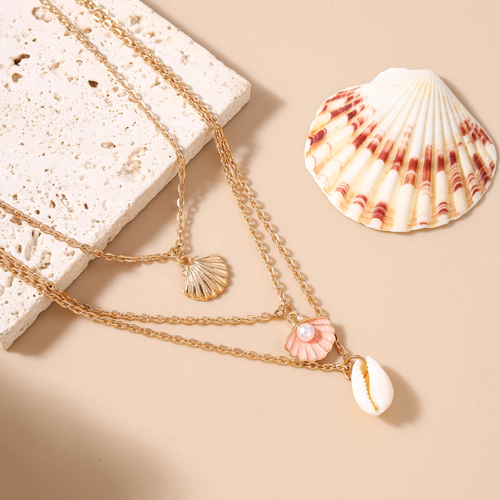 Aihua Boho Kreative Sommer Strand Seestern Muschel Halskette für Frauen Urlaub am Meer Geschenke Handgemachter Schmuck Accessoires – Detail 4
