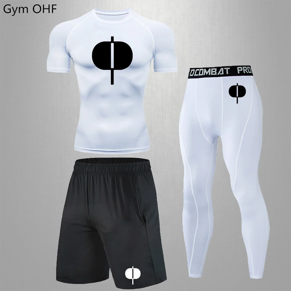MMA Men's Tracksuit Gym Fitness Compression Sports Suit Clothes Running Jogging Sport Wear Exercise Workout Tights 3 Pcs/Set