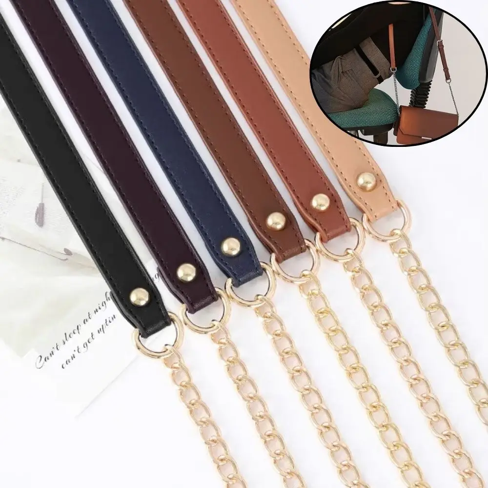 Leather Bag Straps With Metal Chain Women Bag Accessories Shoulder Strap Handbag Metal Straps Durable Multi-colored Bag Handle