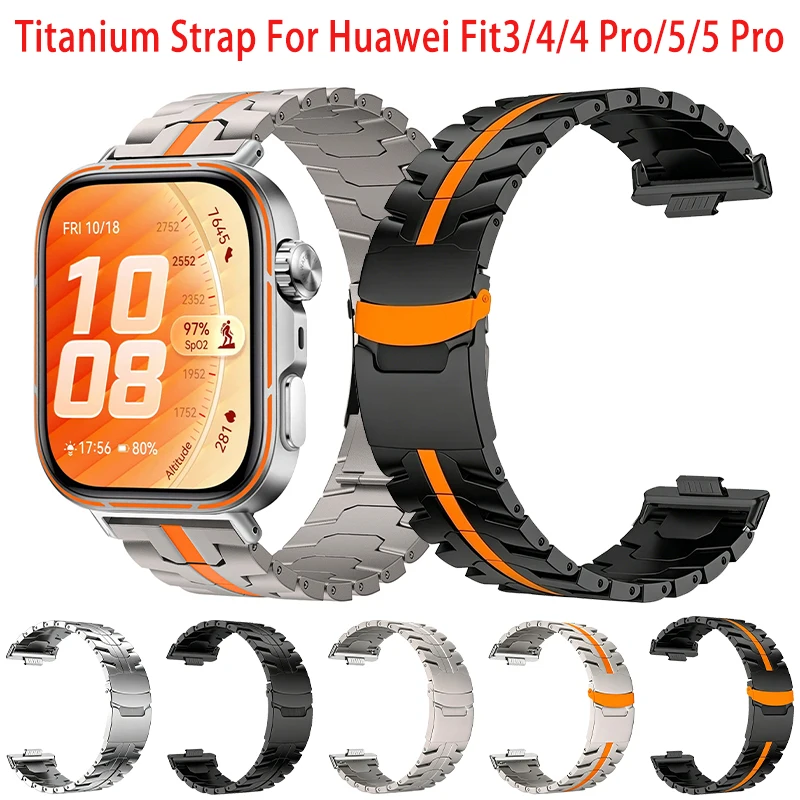 Luxuriöses Titan-Armband für Huawei Watch Fit 5/5 Pro Metall-Armband für Huawei Fit3/4/4 Pro/5/5 Pro Edelstahl-Band
