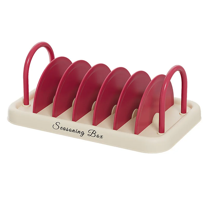 

Kitchen Storage Rack 7 Compartments Organizer Cutting Board Holder Drying Bagged Slot Dish White Countertop
