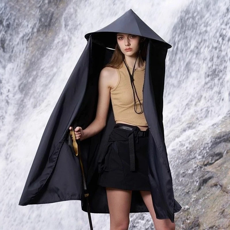 

Sunproof Umbrella Hat Dual Purpose Detachable Poncho Portable Versatile Waterproof Raincoats Outdoors Protective Raincoats