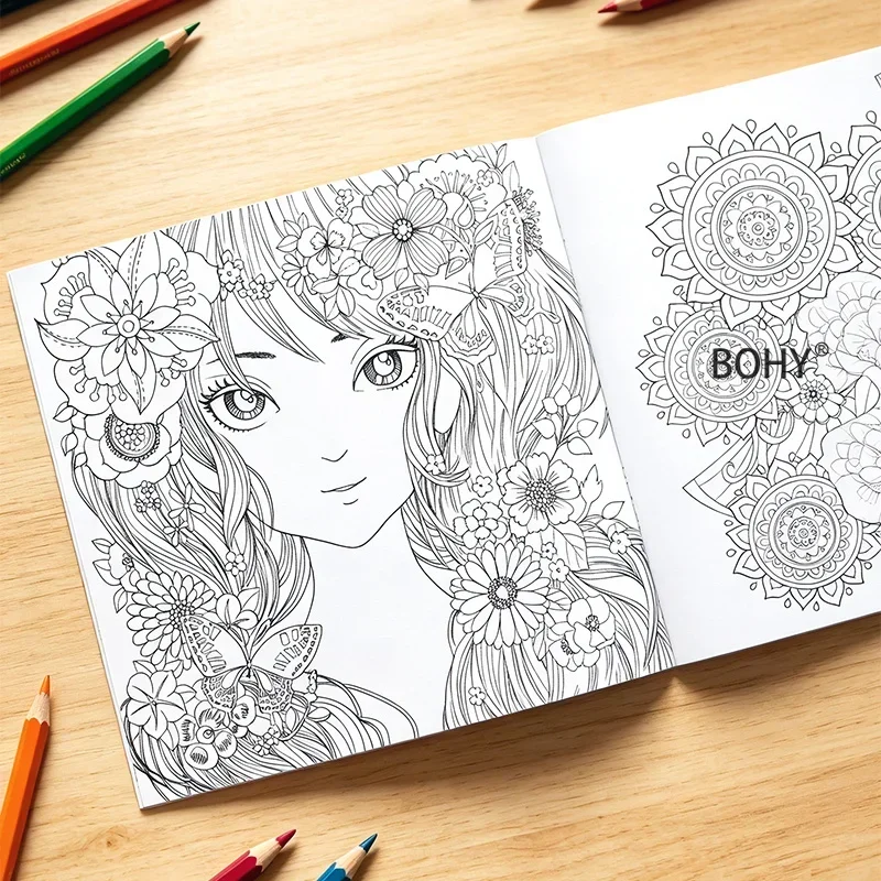 1 Large-sized Magical Dream Elf Coloring Book, with 24 Pages of Theme Drafts As Forest Fairies/fantasy Pumpkins/flowers Mandalas