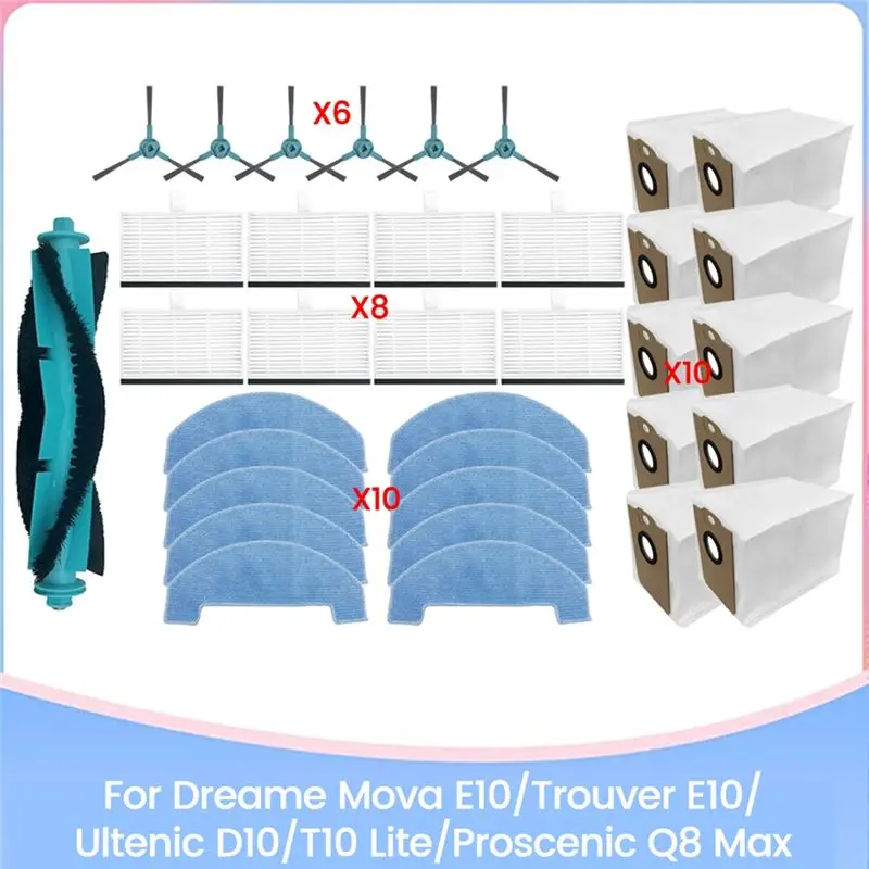 

【ГОРЯЧАЯ НОВИНКА 2025】Комплект аксессуаров из 35 предметов для Dreame Mova E10/Trouver E10, Ultenic D10/T10 Lite, Proscenic Q8 Max: щетки, HEPA-фильтр, насадка для влажной уборки, пылесборник