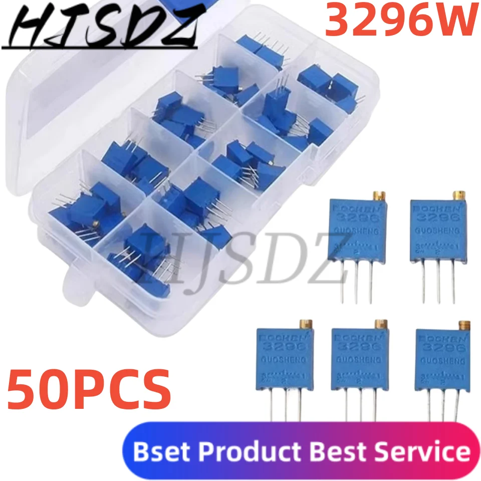

50PCS 3296W Multiturn Trimmer Potentiometer Kit High Precision 3296 Variable Resistor 500R 1K 2K 5K 10K 20K 50K 100K 200K 1M New