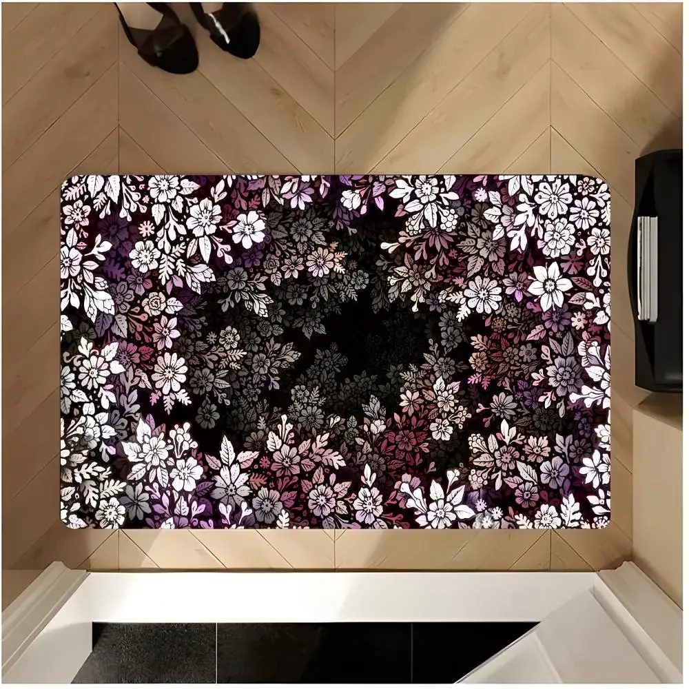 flower bouquet wall print Flower Cluster Floor Mat Washable Absorbent Flannel Door Mat Non-Slip Indoor Floor Rug