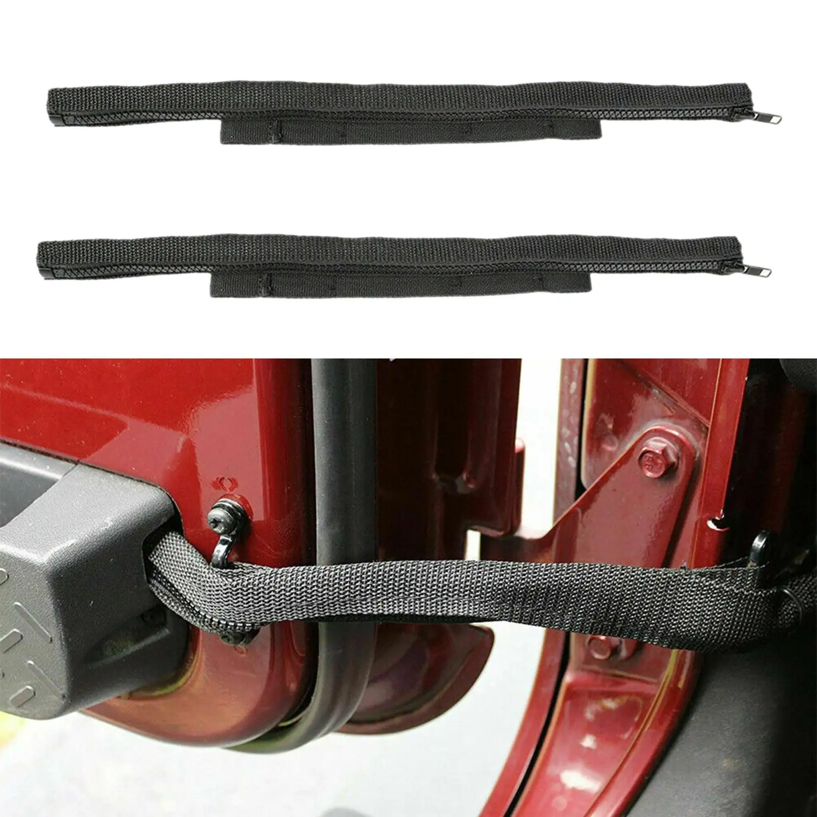 2 Pack Black Door Limiting Straps Replaces for Jeep Wrangler JK Adjustable